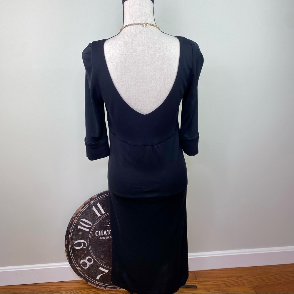 Diane Von Ferstenberg black midi dress v-neck 3/4 sleeves size 12 - Picture 3 of 7